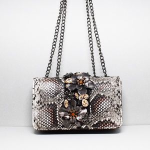 Crystal Embellished Shoulder Bag - TAUPE